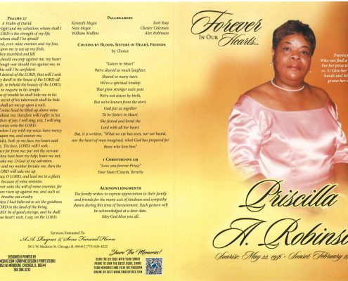 Priscilla A Robinson Obituary