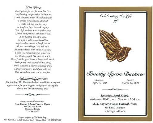 Timothy T Buckner Obituary