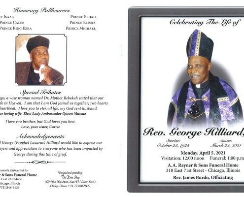 Rev George Hilliard Sr Obtiuary