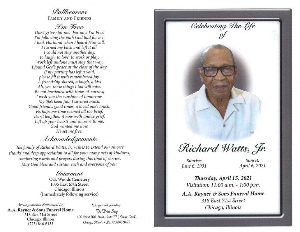 Richard watts Jr Obituary