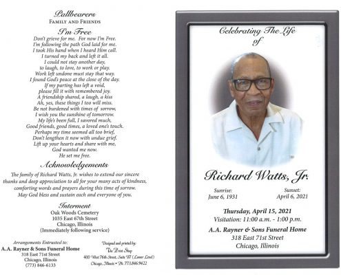 Richard watts Jr Obituary