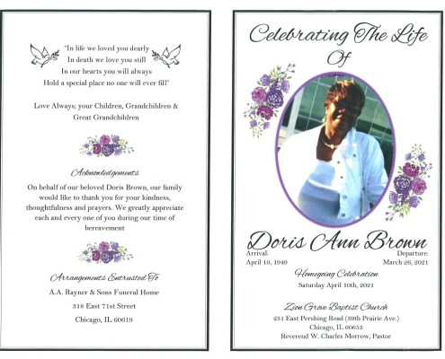 Doris A Brown Obituary