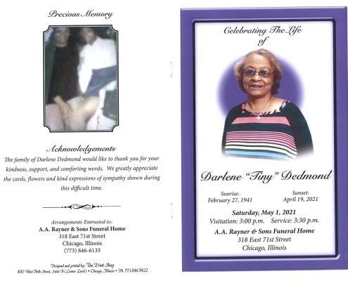 Darlene Tiny Dedmond Obituary