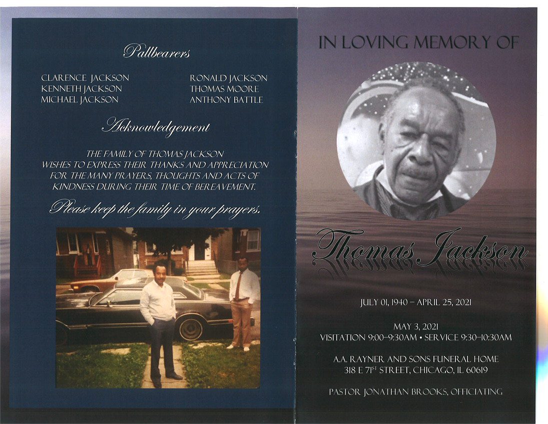Thomas Jackson Obituary AA Rayner and Sons Funeral Homes