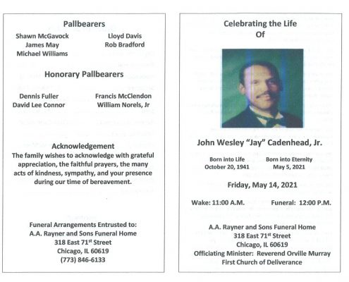 John W Cadenhead Jr Obituary