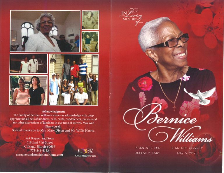 Bernice Williams Obituary AA Rayner and Sons Funeral Homes