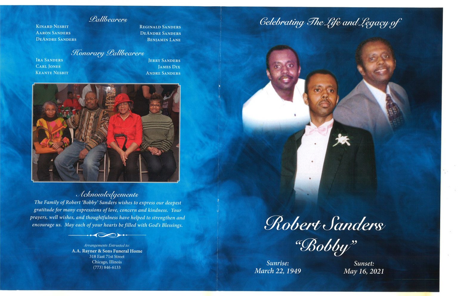 Robert Sanders Obituary AA Rayner and Sons Funeral Homes