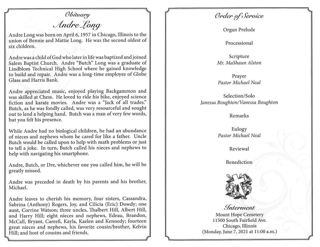 Andre Long Obituary | AA Rayner and Sons Funeral Homes