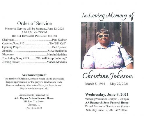 Christine Johnson Obituary