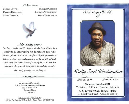 Wally E Washington Obituary
