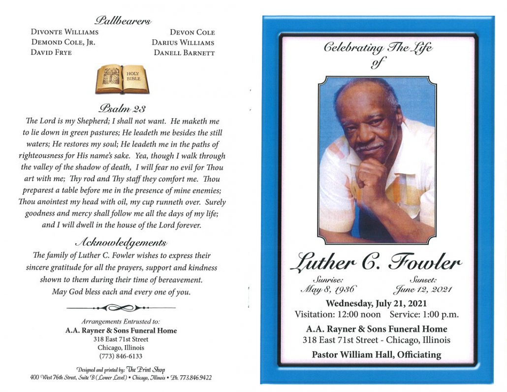 Luther C Fowler Obituary