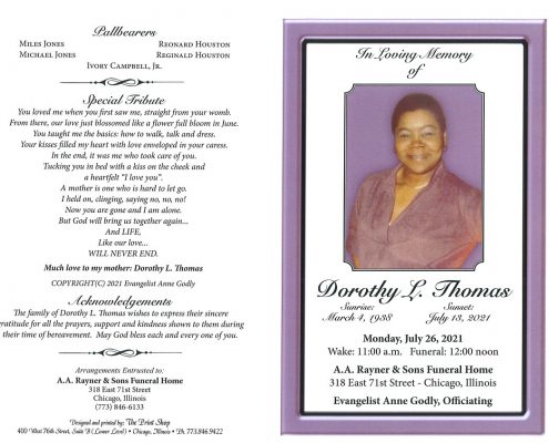 Dorothy L Thomas Obituary