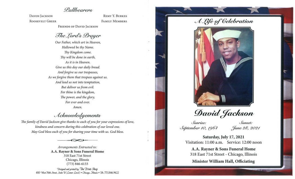 David Jackson Obituary AA Rayner and Sons Funeral Homes