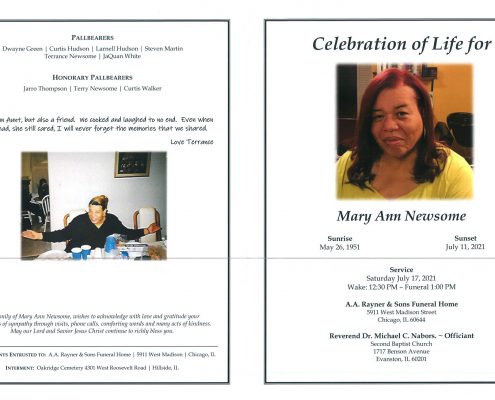 Mary A Newsome Obituary