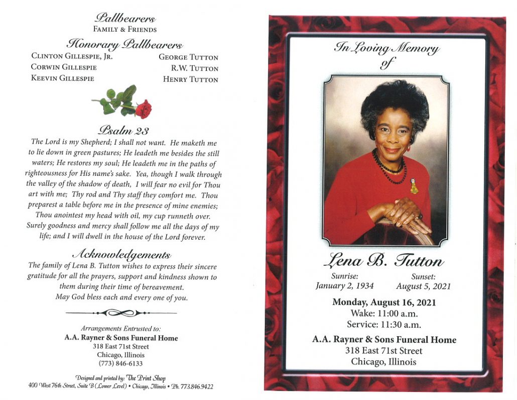 Lena B Tutton Obituary