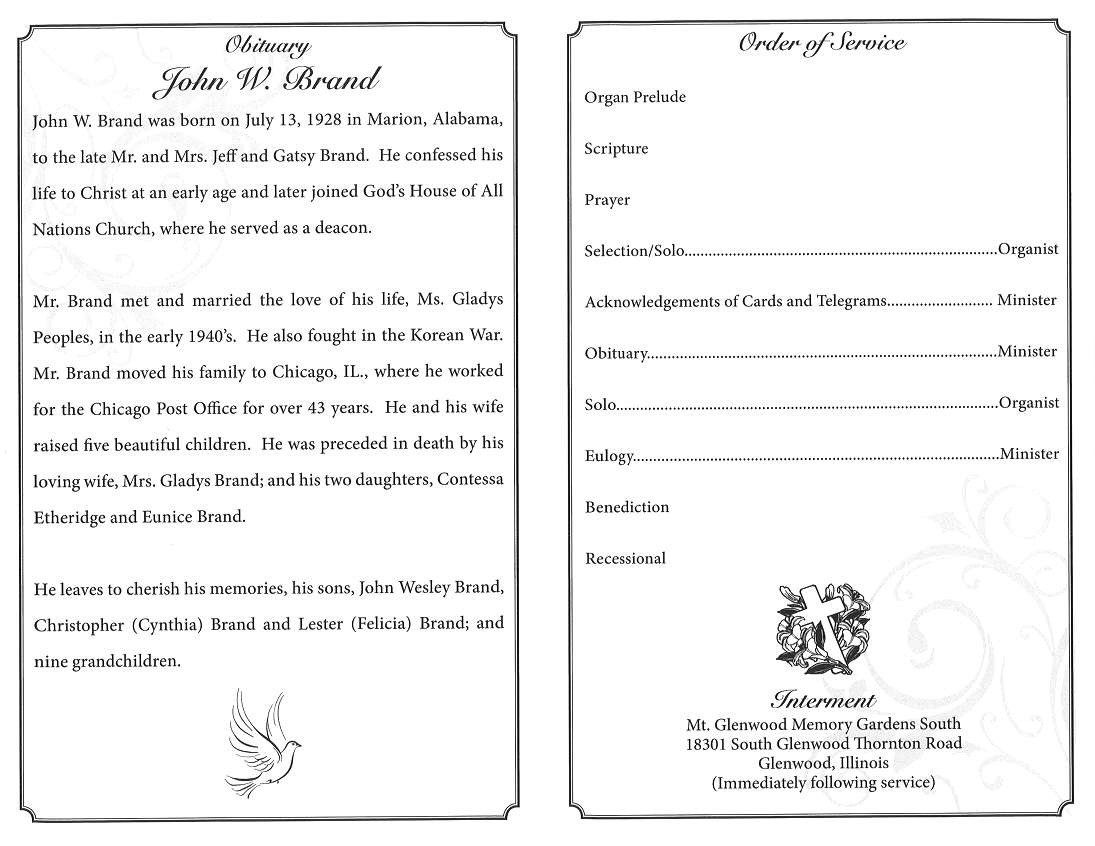 John W Brand Obituary | AA Rayner and Sons Funeral Homes