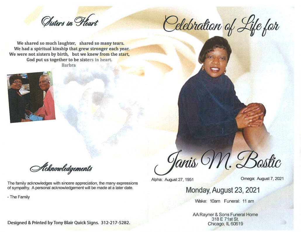 Janis M Bostic Obituary