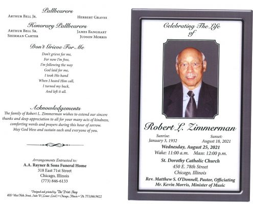 Robert L Zimmerman Obituary