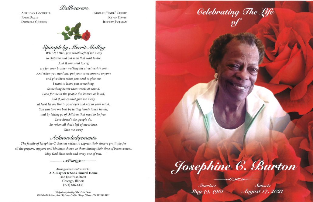 Josephine C Burton Obituary