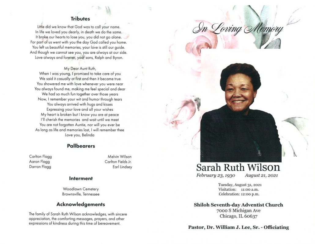 Sarah Ruth Wilson Obituary
