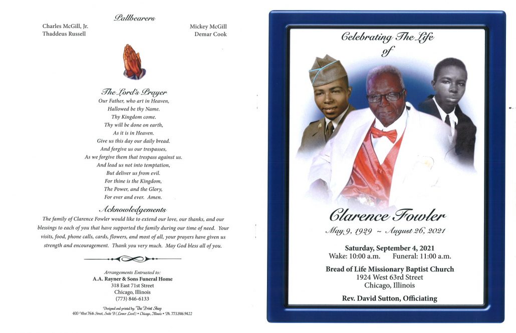 Clarence Fowler Obituary AA Rayner and Sons Funeral Homes