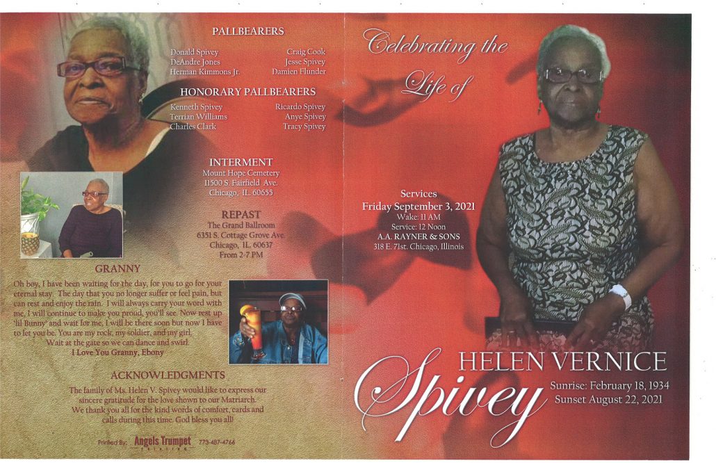 Helen V Spivey Obituary