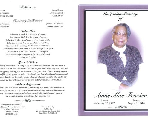 Annie M Frazier Obituary