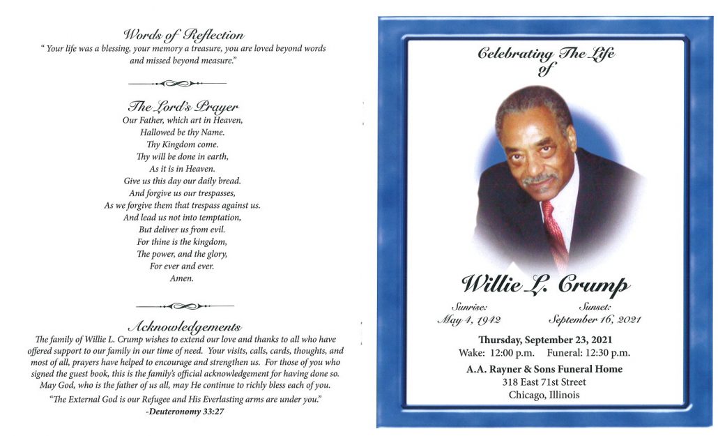 Willie L Crump Obituary