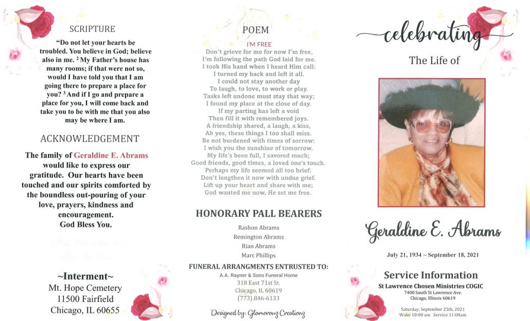Geraldine E Abrams Obituary