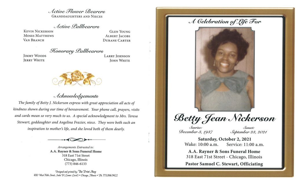 Betty J Nickerson Obituary