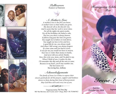 Irene Lee Obituary