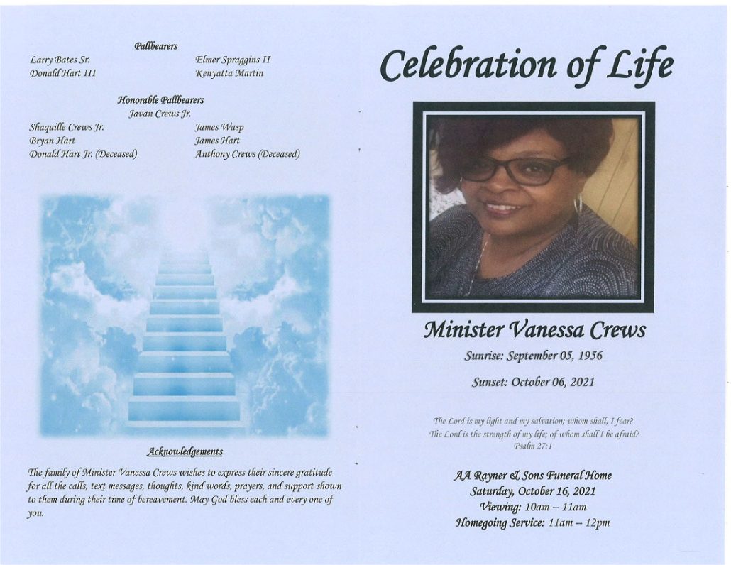 Minister Vanessa Crews Obituary