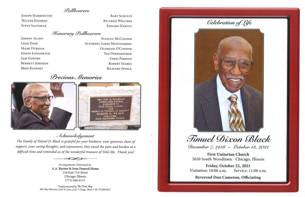 Timuel Dixon Black Obituary AA Rayner and sons funeral home