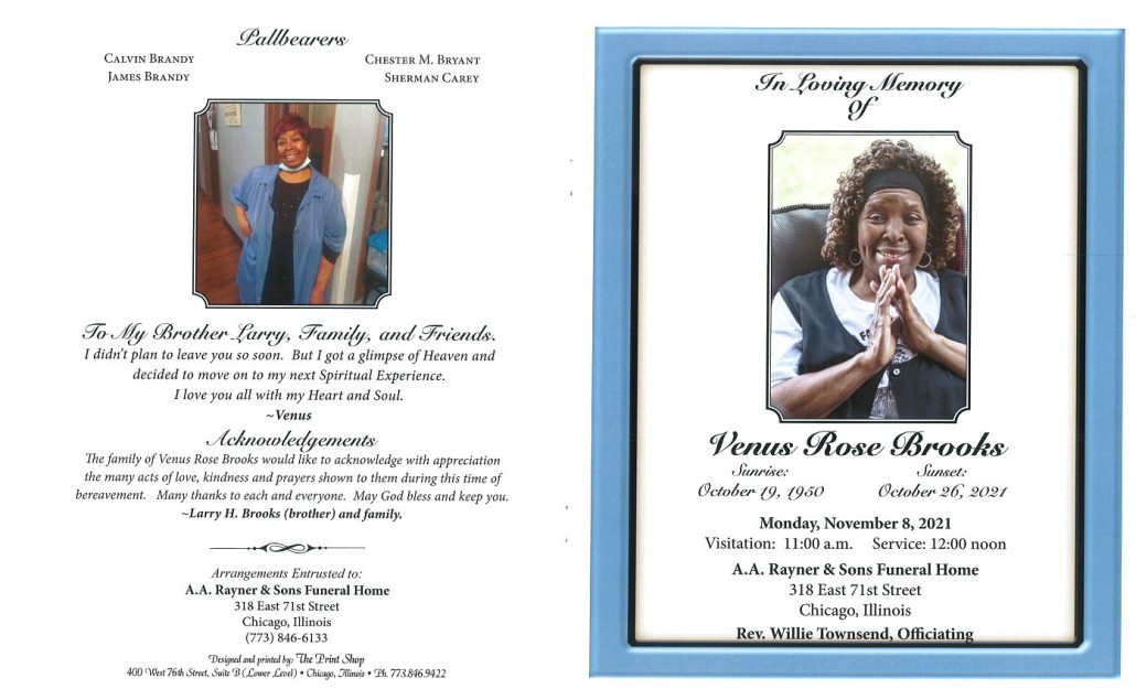Venus R Brooks Obituary