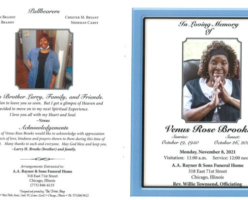 Venus R Brooks Obituary