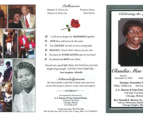 Claudia M Davis Obituary