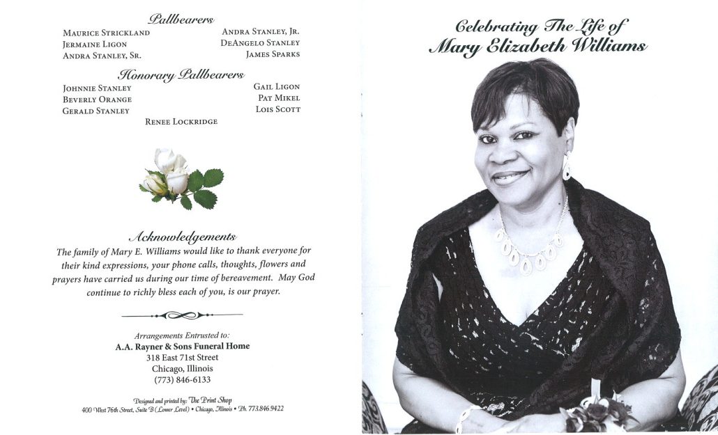 Mary E Williams Obituary