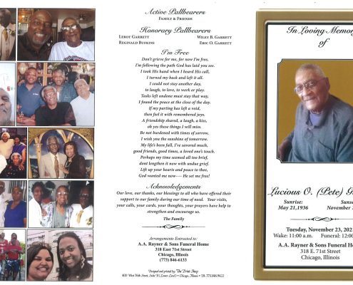 Lucious O Garrett Obituary