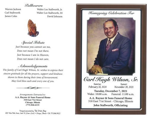 Carl H Wilson Sr Obituary