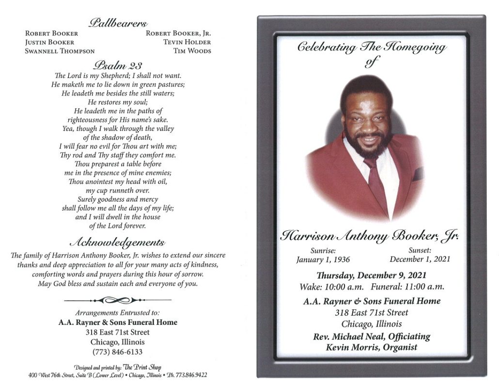 Harrison A Booker Jr Obituary