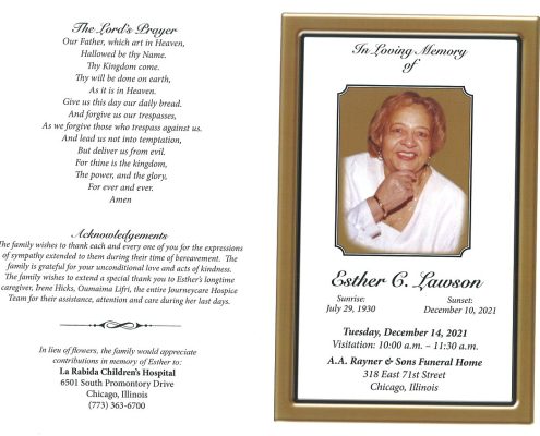 Esther C Lawson Obituary