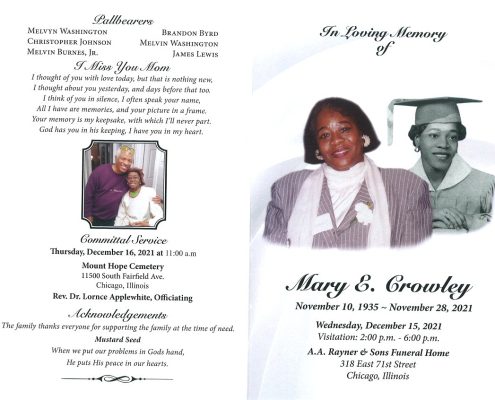 Mary E Crowley Obituary