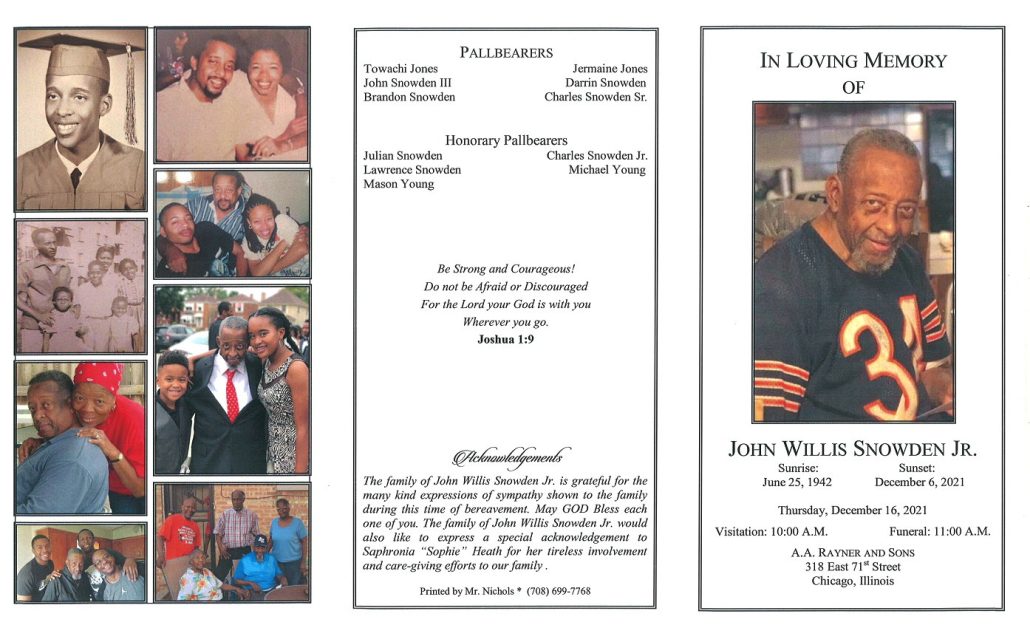 John W Snowden Jr Obituary