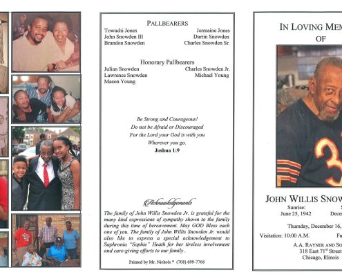 John W Snowden Jr Obituary