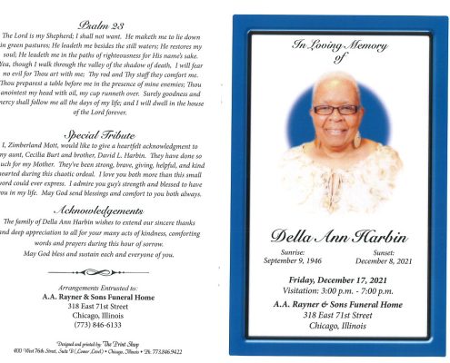 Della A Harbin Obituary