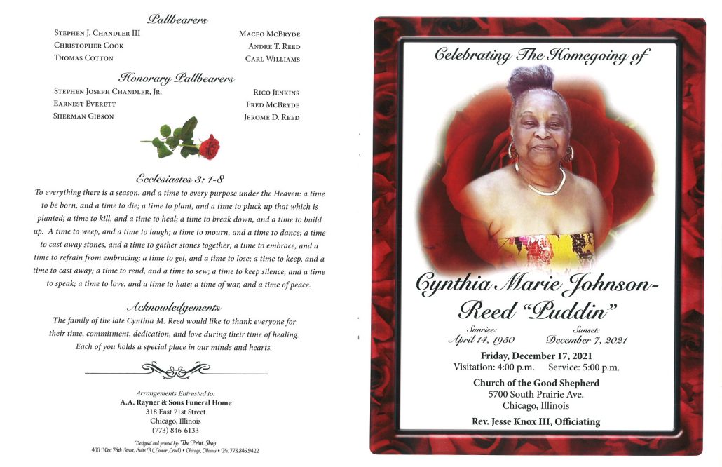 Cynthia M Johnson Reed Obituary