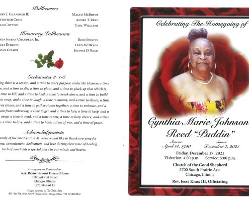 Cynthia M Johnson Reed Obituary