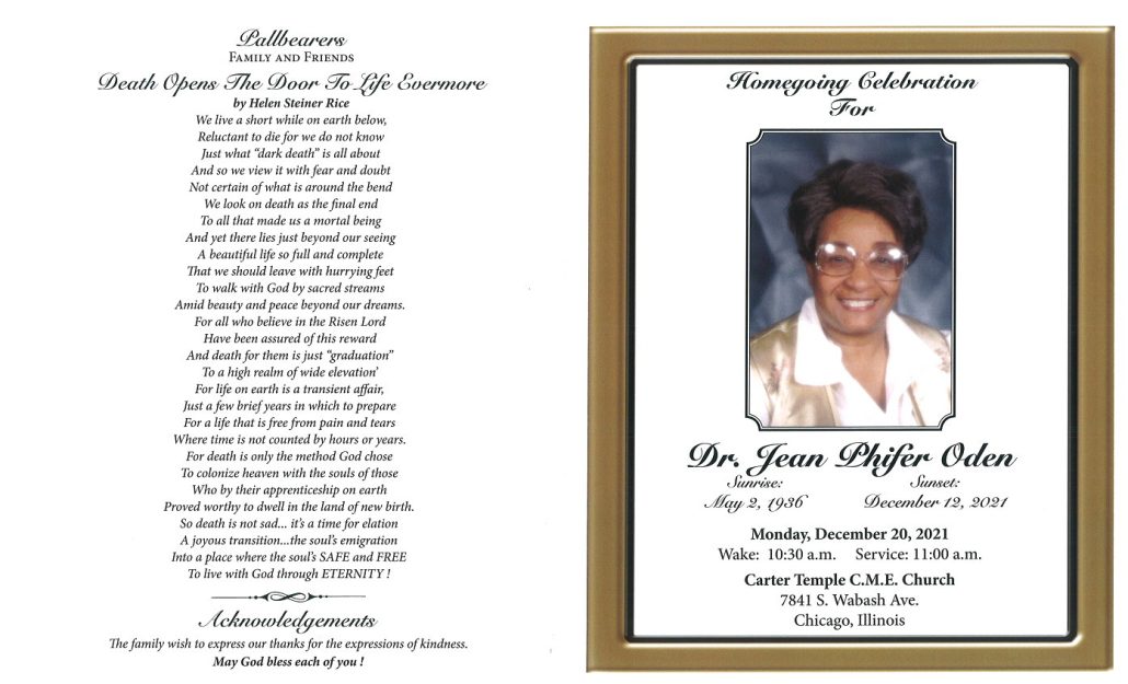 Jean Phifer Oden Obituary