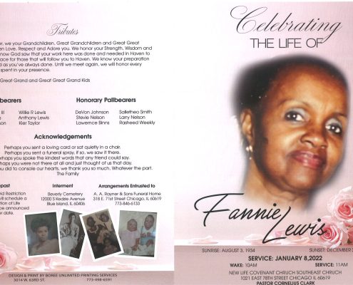 Fannie Lewis Obituary