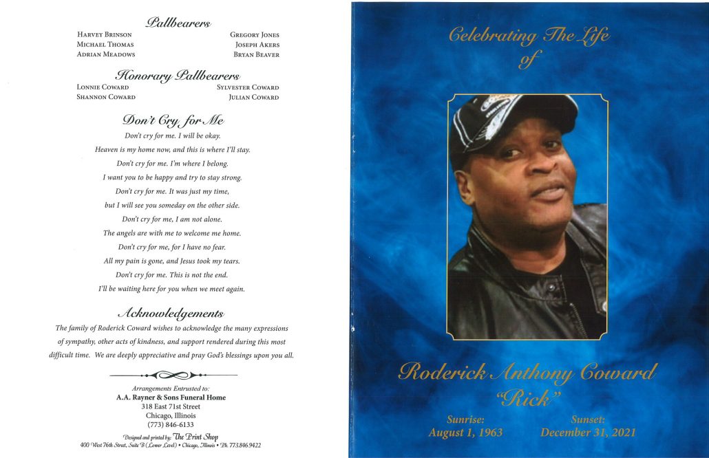 Roderick A Coward Obituary